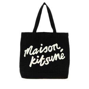 MAISON KITSUNE Tote Bag with Logo Print Men BLACK Shoulder Bags